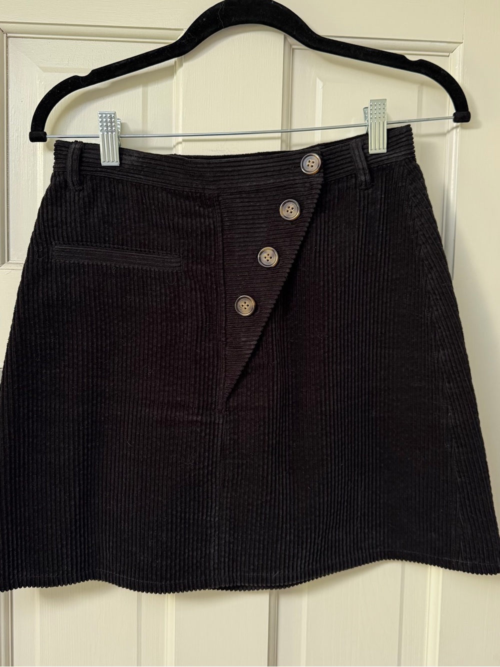 &Other Stories Black Corduroy Button Mini Skirt